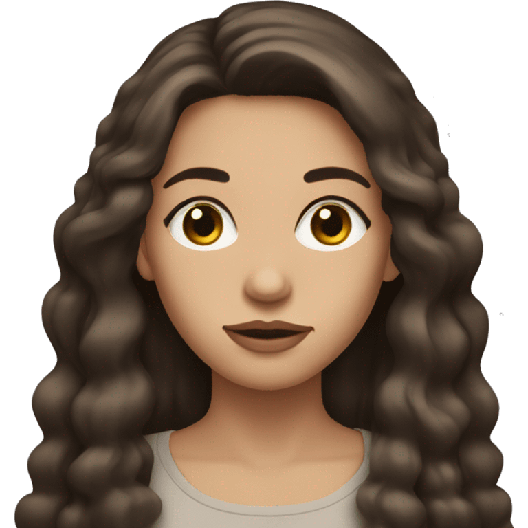 Female brunette long hair, big eyes thin eyebrows and small lips emoji