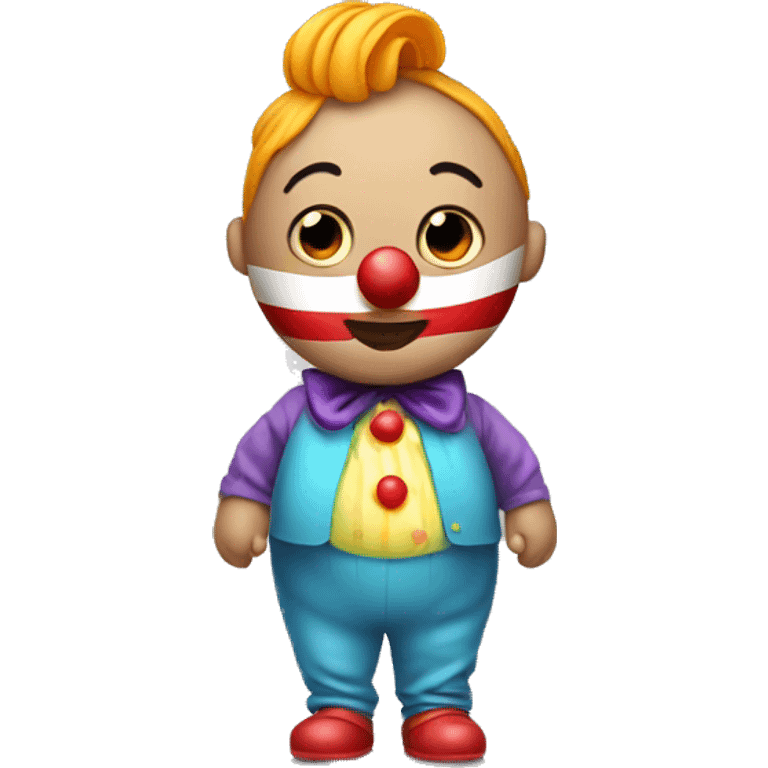 a pregnant man in clown make up with belly emoji