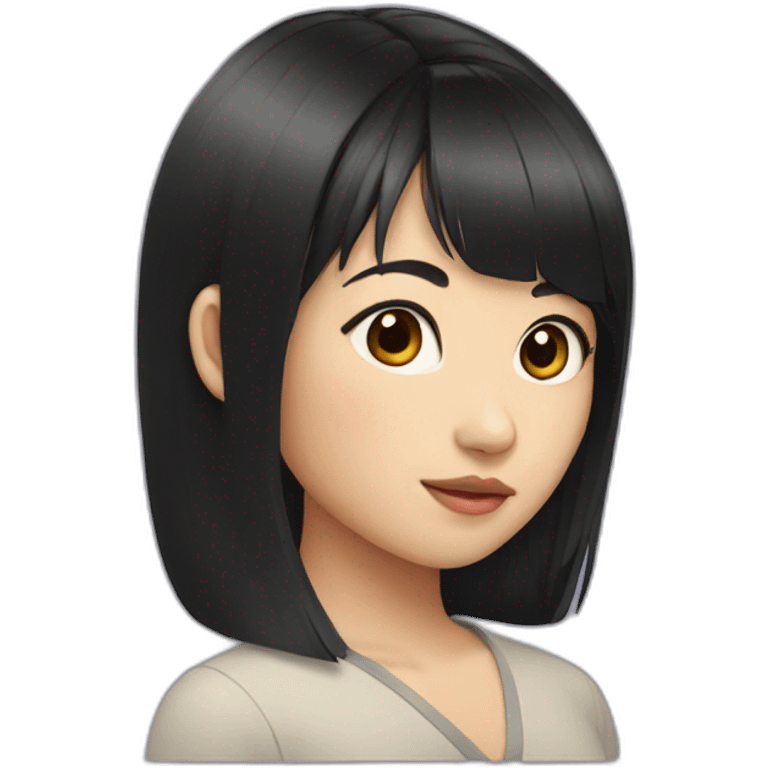 asian girl with black hair and bangs emoji