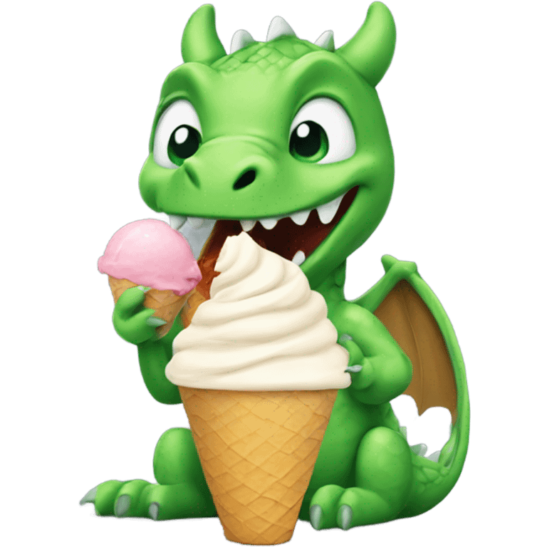 Dragon eating ice cream emoji