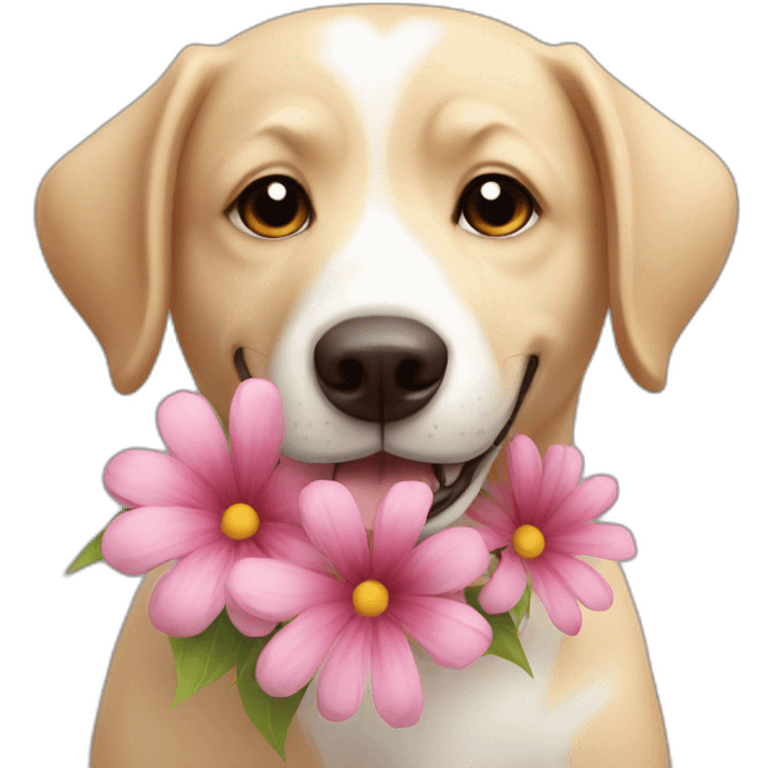 Sweet dog with flower emoji