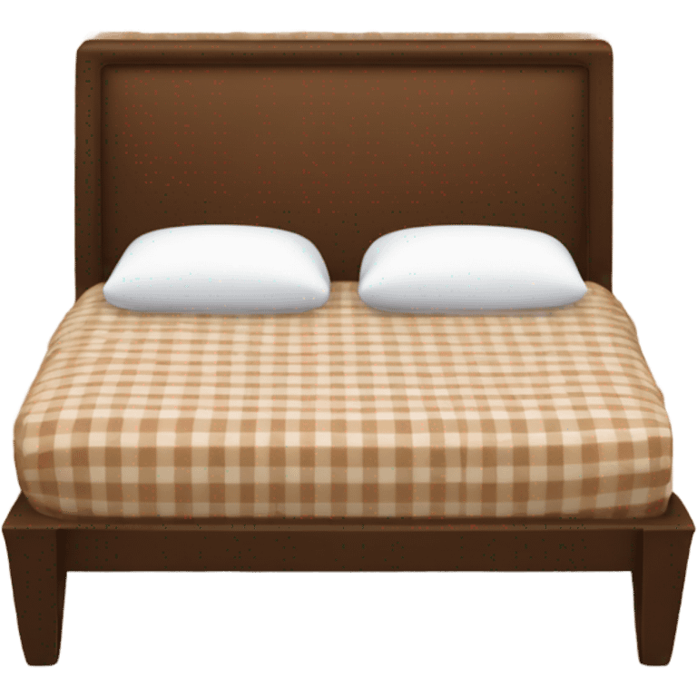 bed with white and brown gingham sheets emoji