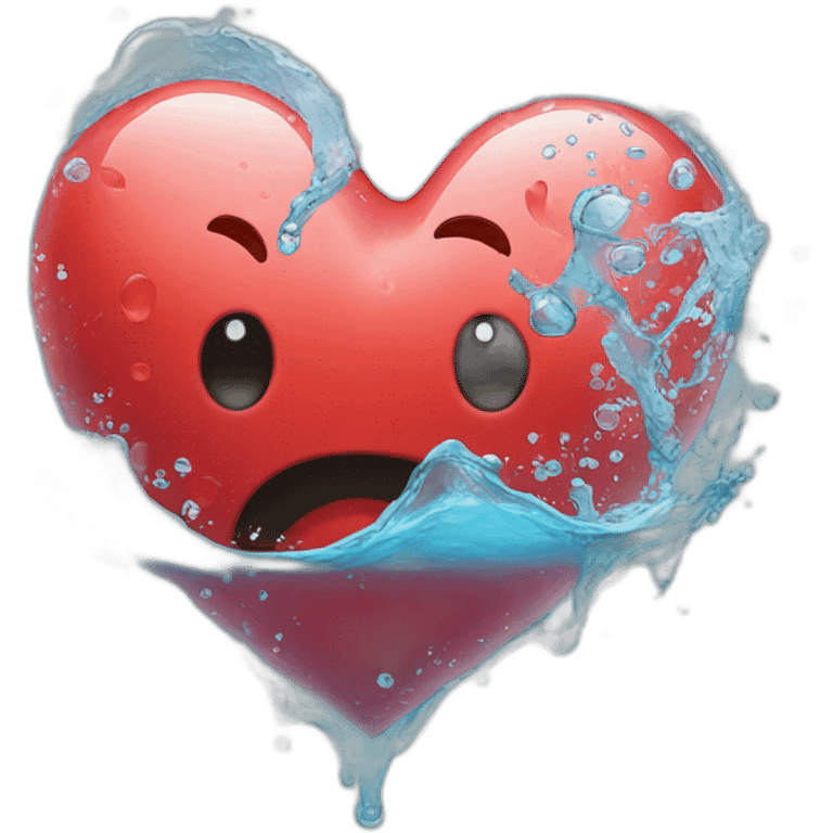 A red heart with water emoji