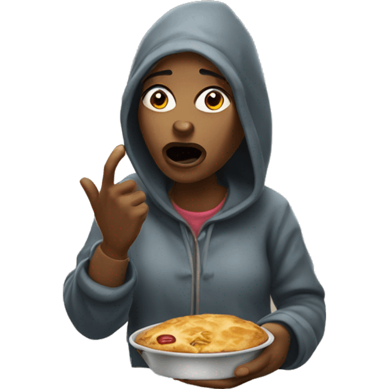 homeless woman asking for food emoji