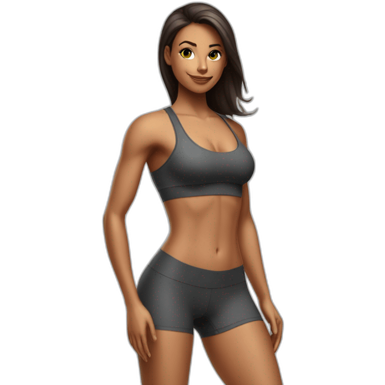 Fitness model woman clothed in very tight-fitting thin 1% transparent garments emoji