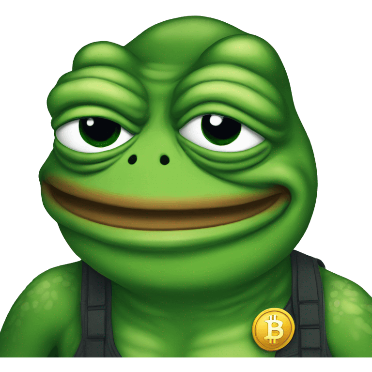 Pepe frog with a bitcoin emoji