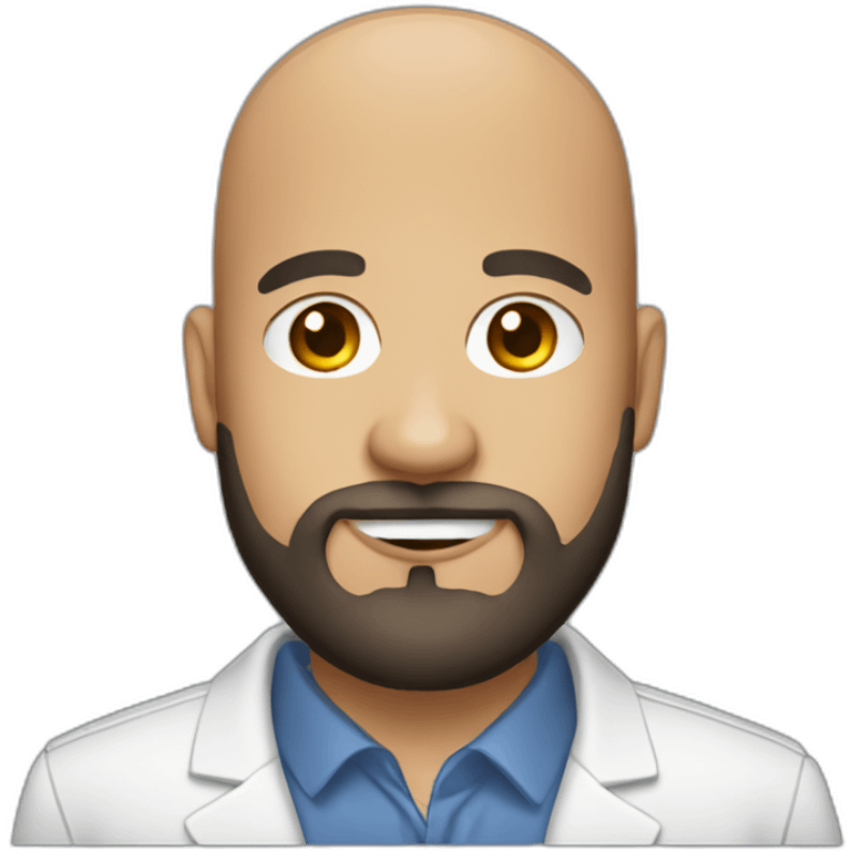 Bald product manager with beard no glasses emoji