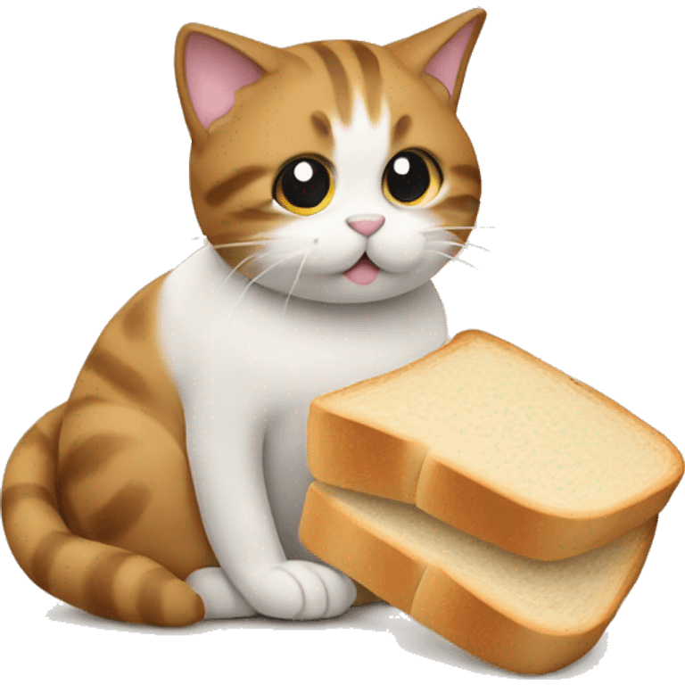 Cat eating loaf of bread emoji