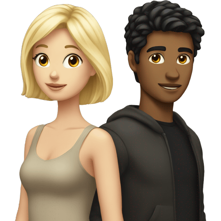 Blonde girl with black haired guy emoji