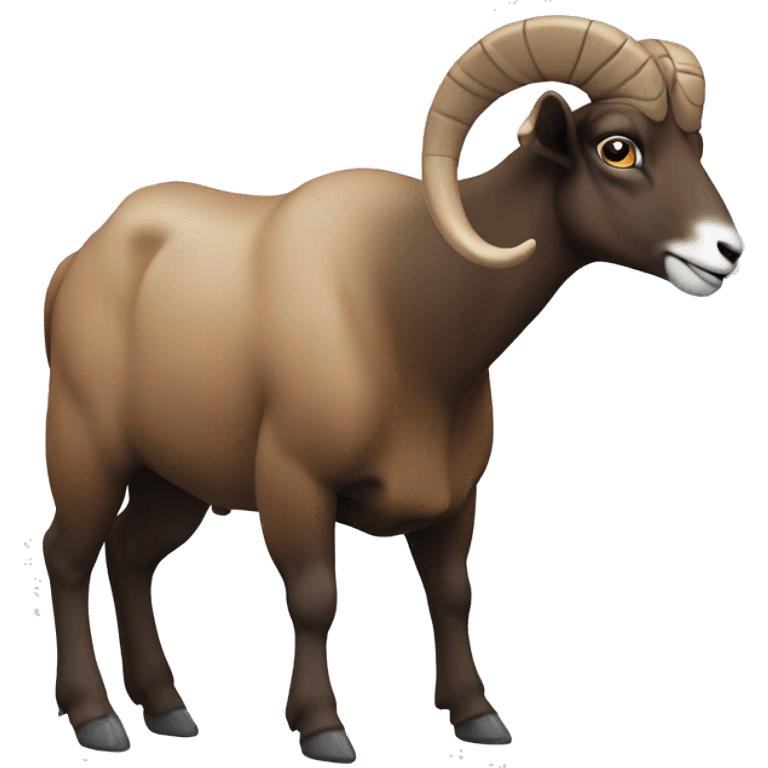 Brown Ram Generally depicted in full profile on all fours facing left with a thick emoji