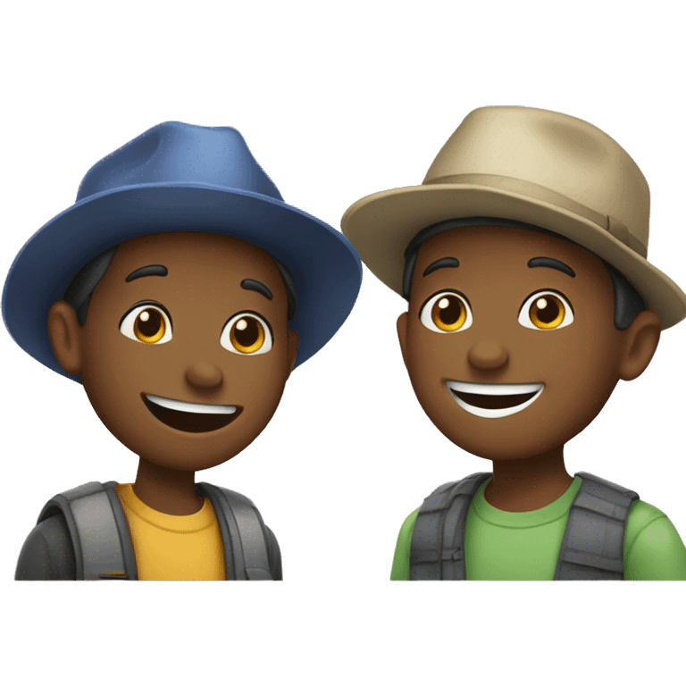 boys in hats sharing smiles emoji