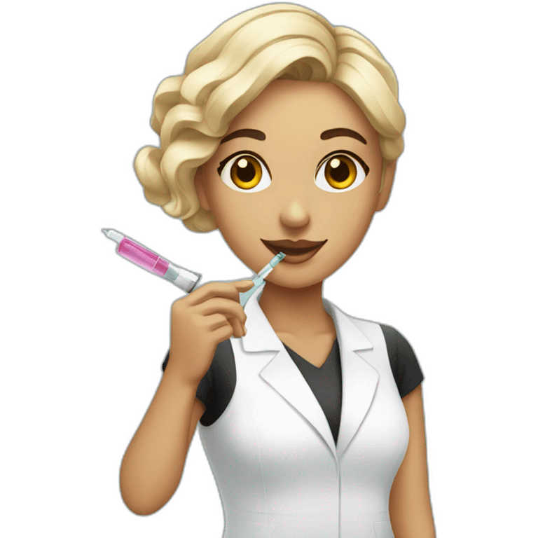 cosmetologist with a syringe in her hand emoji