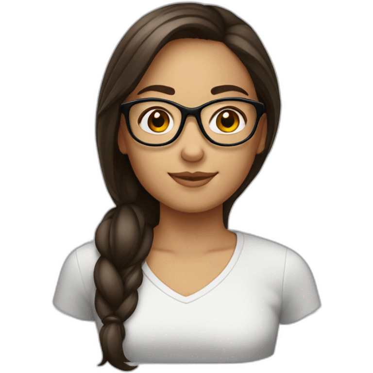 Fille brune avec lunette blanche emoji