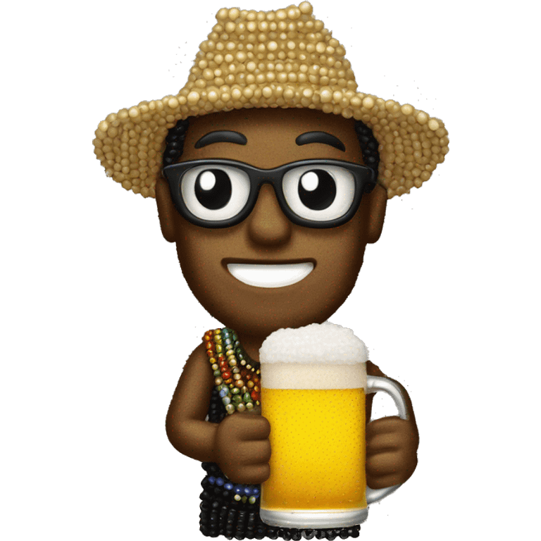 Beaded guy with a beer emoji