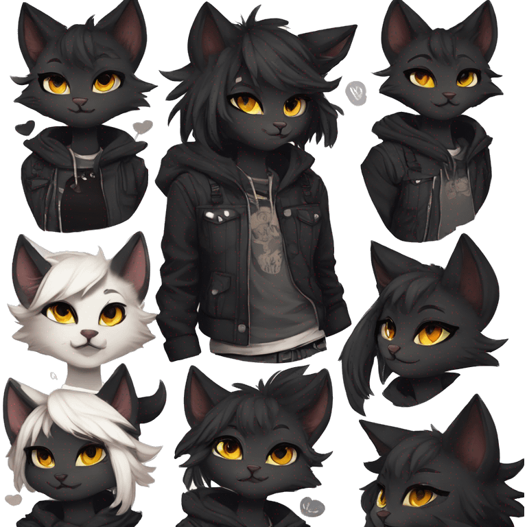 Edgy anthro tomboy black cat furry by Falvie, LiLaiRa, griffsnuff, AngieWolf emoji