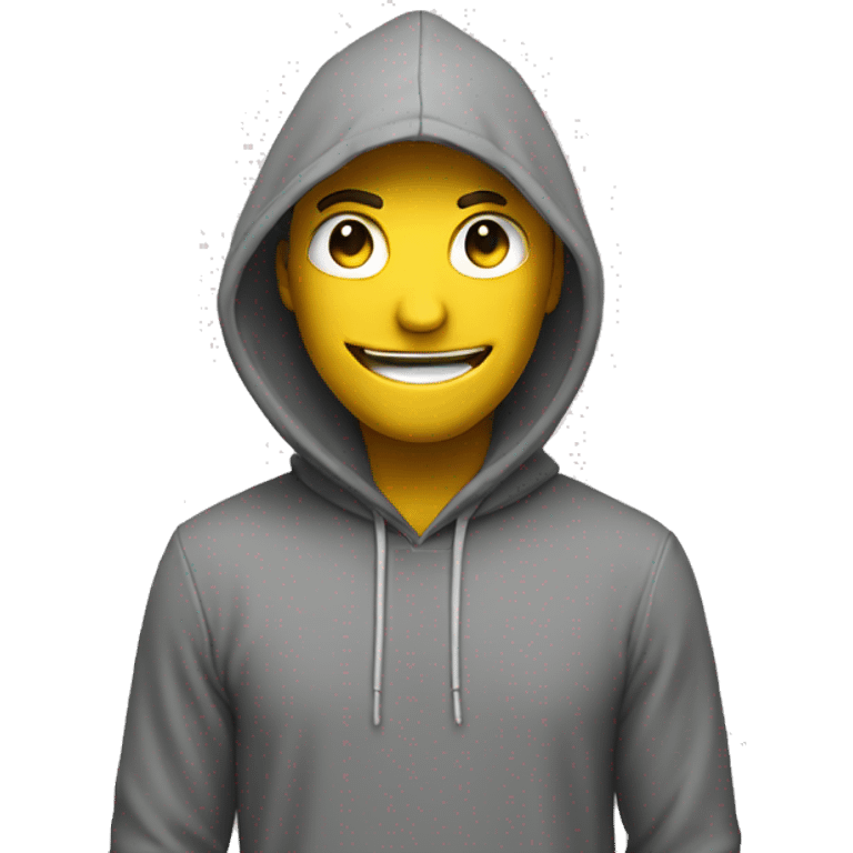 Guy wearing hood with dollar sign eyes smiling  emoji