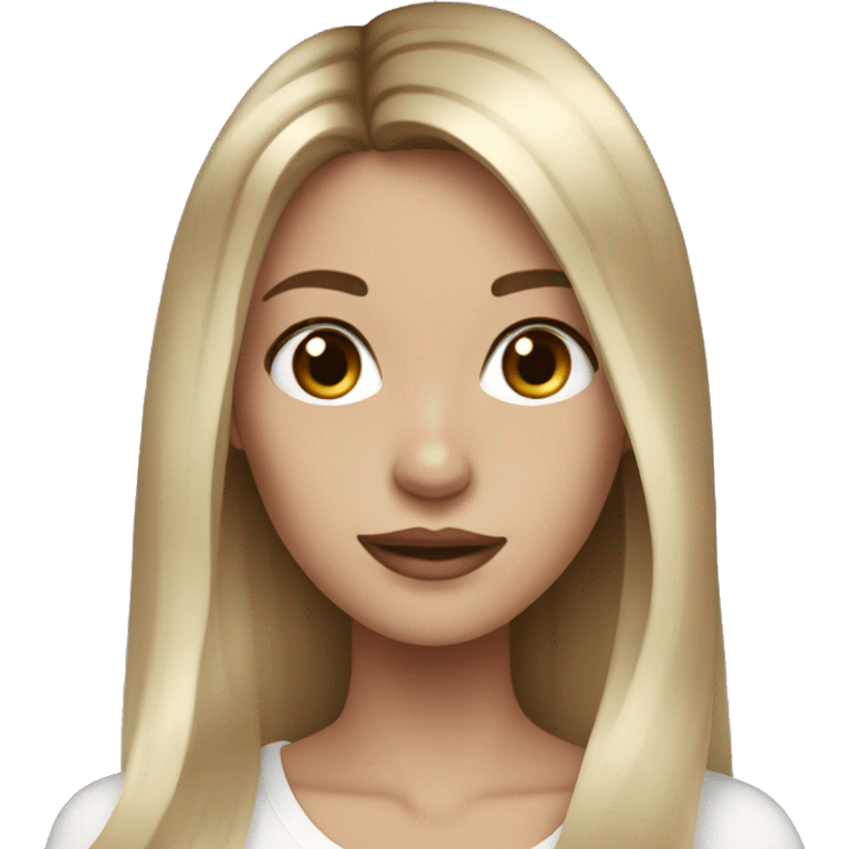 Girl with hair balayage blonde and brown. Skinny hair long skin white  emoji