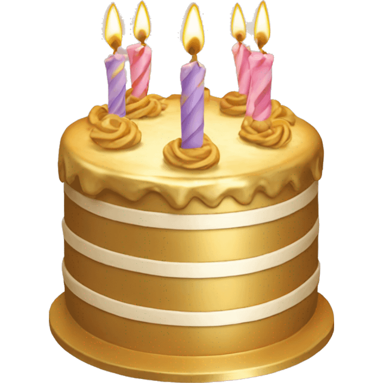 Gold birthday cake emoji