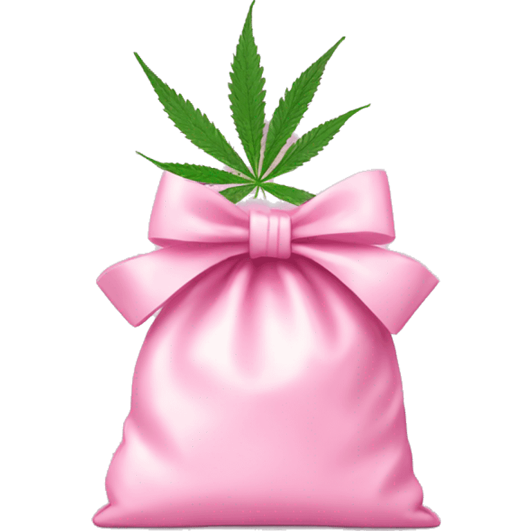 Bag of cbd tied with baby pink bow emoji