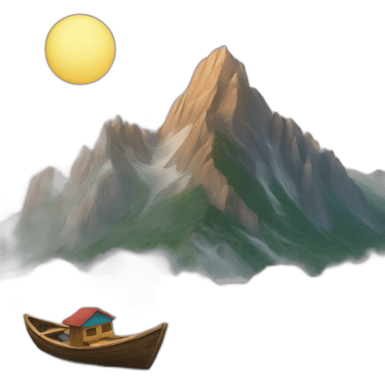 Mountains & boat emoji