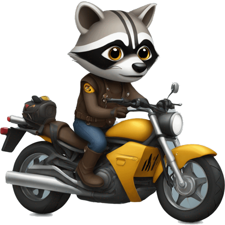 Raccoon on motorcycle  emoji