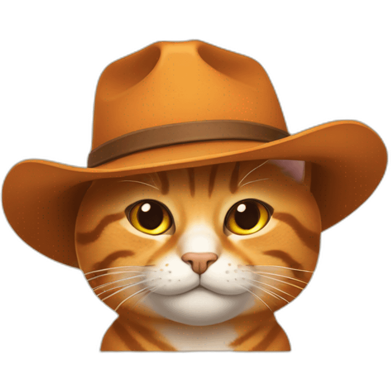 orange, smirking, tabby cat while wearing a brown cowboy hat emoji