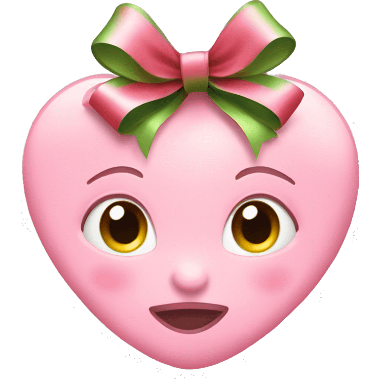 Baby pink heart with a Christmas bow emoji