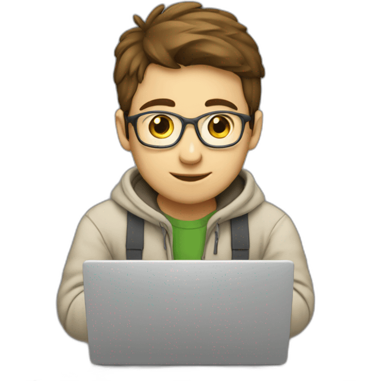 Cute programmer on his laptop emoji