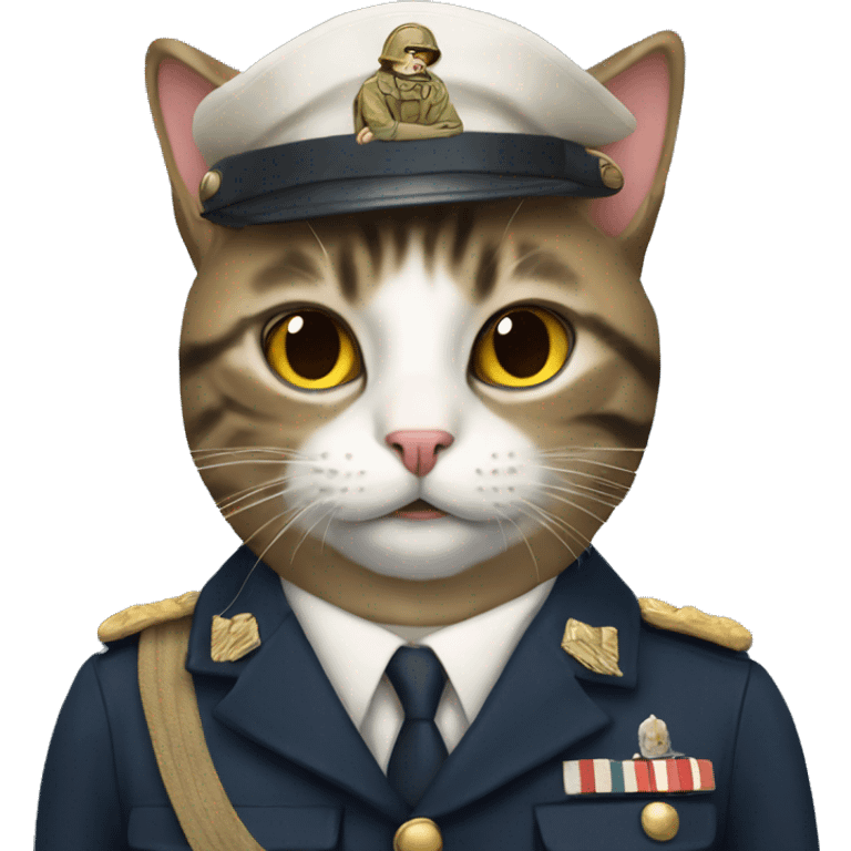 cat with ww2 uniform emoji