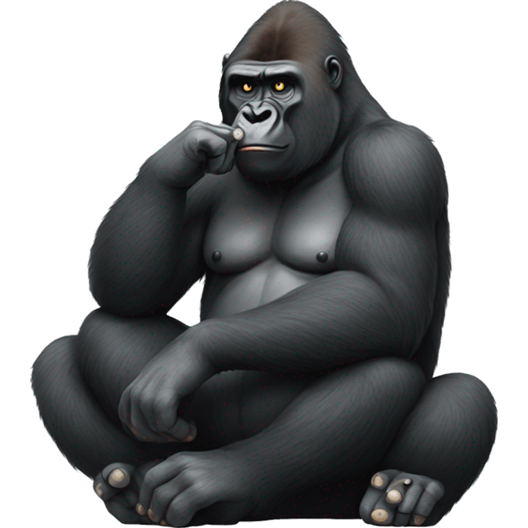 Gorilla sitting cross-legged while picking nose  emoji