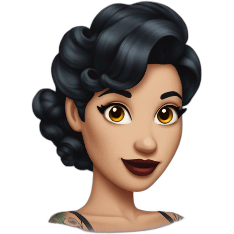 Pinup dark hair and tattoos emoji