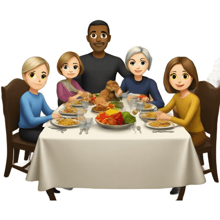 Russian family sitting at the New Year's table emoji