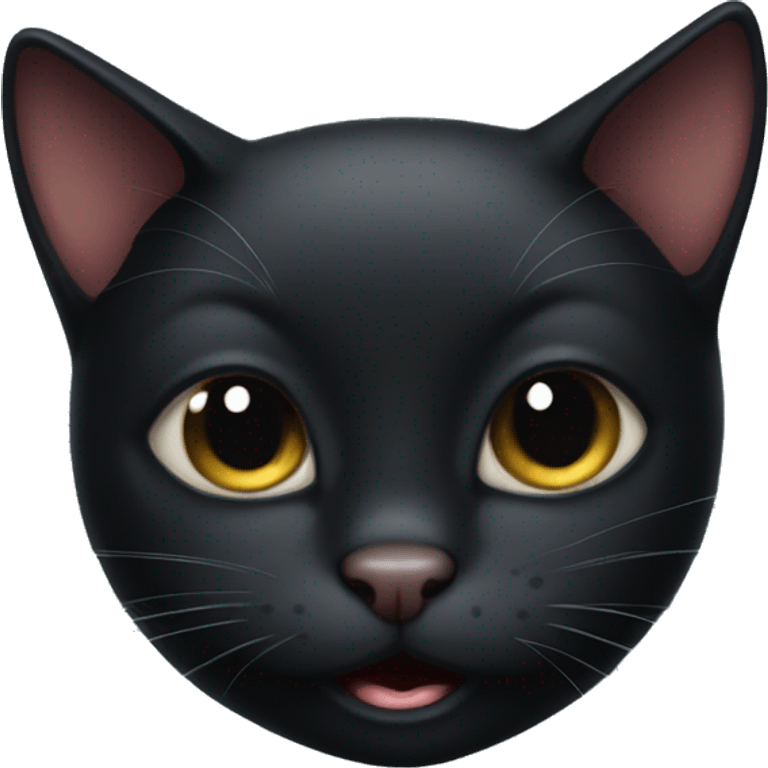 Blushing silly black cat emoji