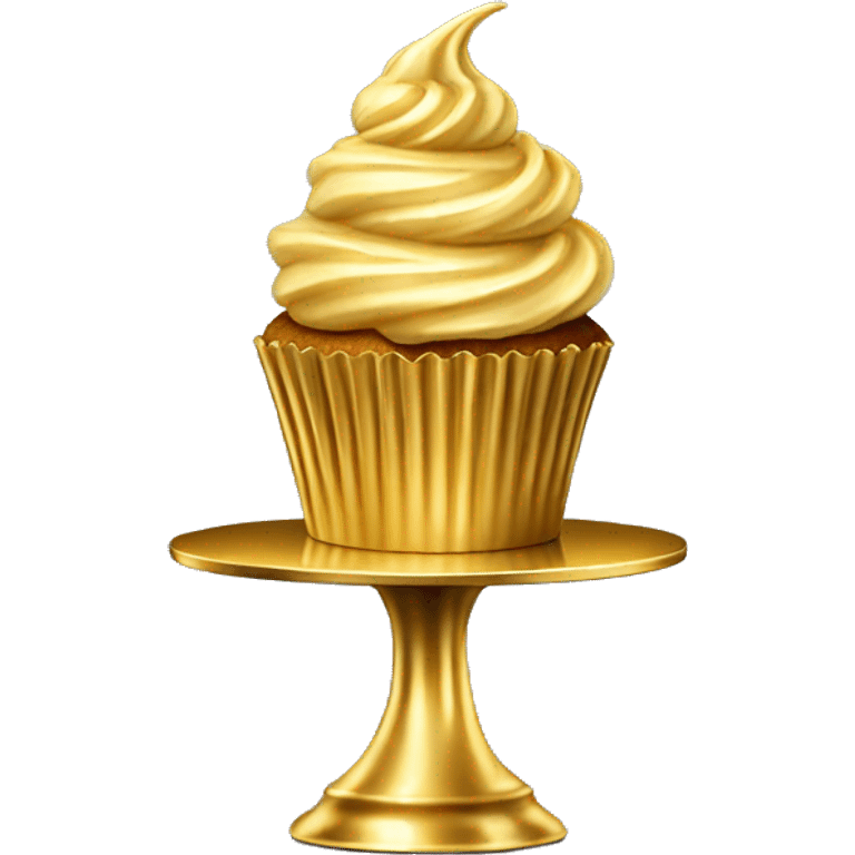 Realistic metallic gold cupcake stand isolated  emoji