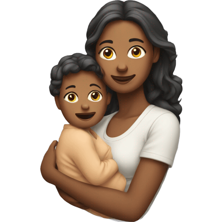 a mother with her baby on her back emoji