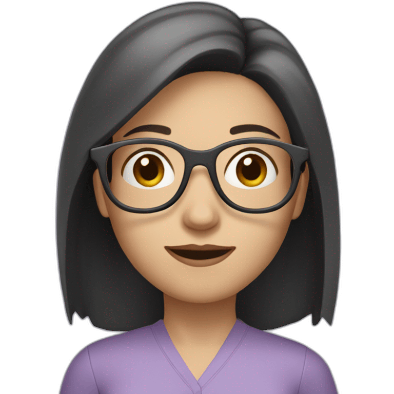 girl teacher in glasses with dark hair teacher in a lilac shirt emoji