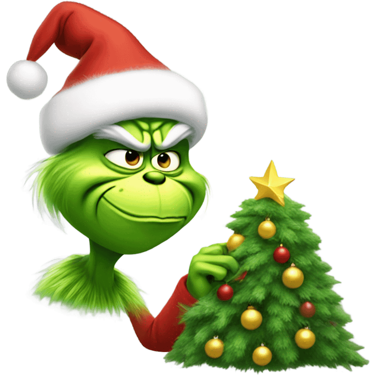 grinch eating a christmas tree emoji