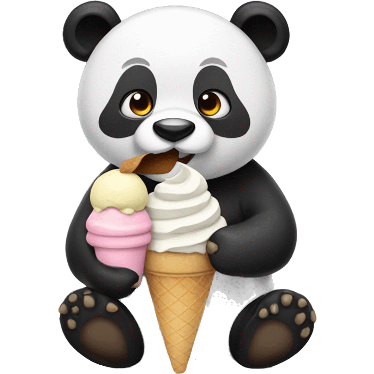 Panda eating ice cream emoji