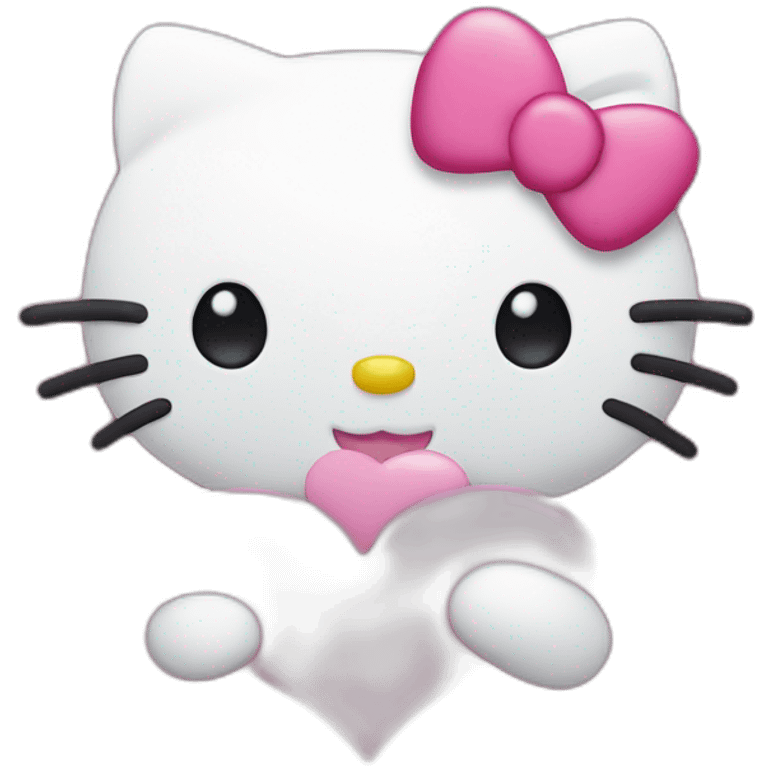 Hello kitty with pink hearts emoji