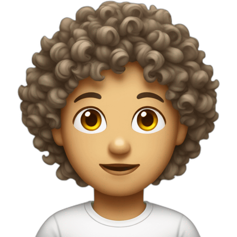 curly hair with white tshirt with bulb emoji