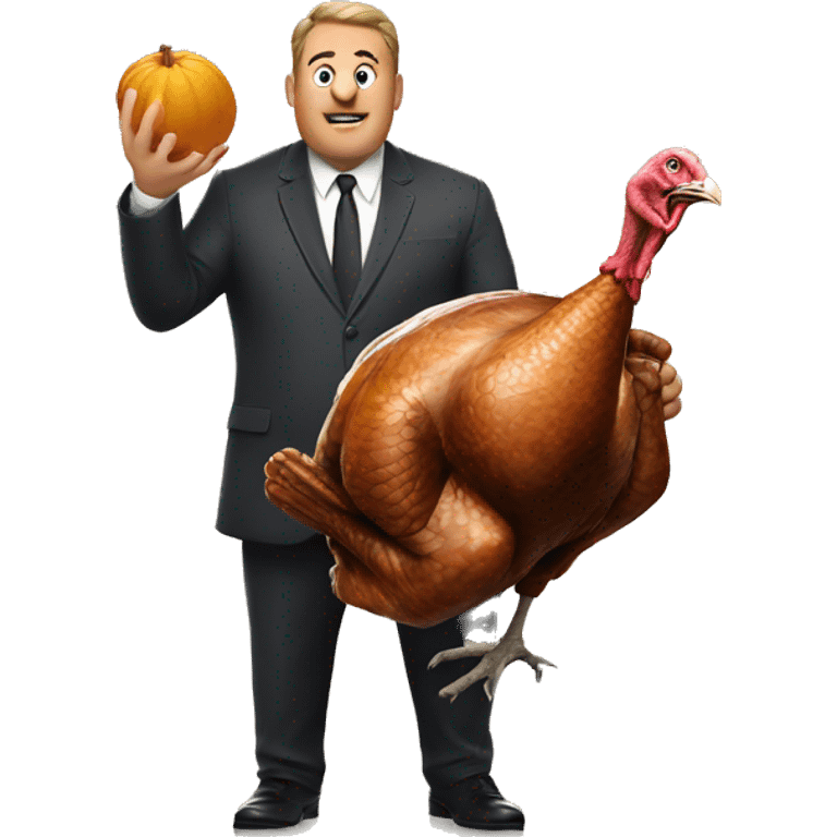 a large man poking a turkey menacingly emoji