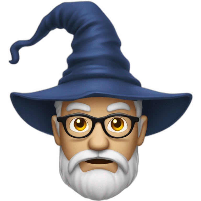 angry wizard with glasses and hat emoji