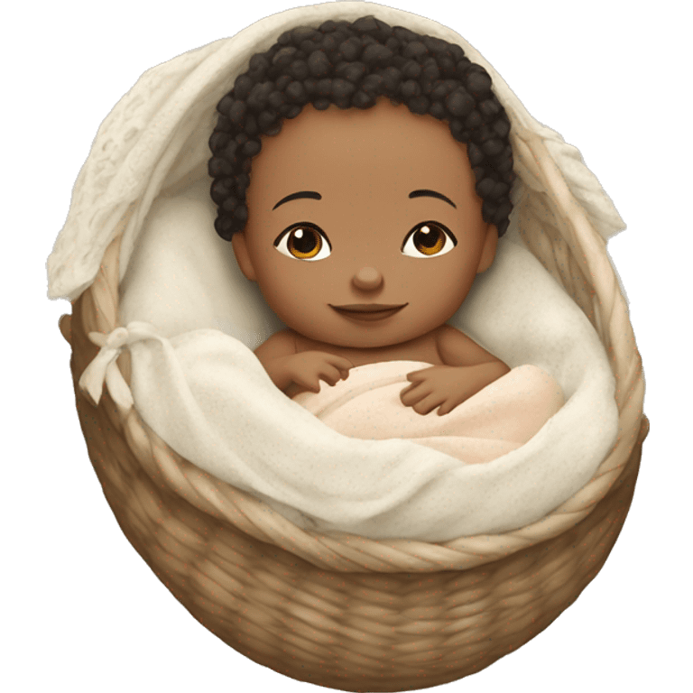 Light skin newborn in boho cradle emoji