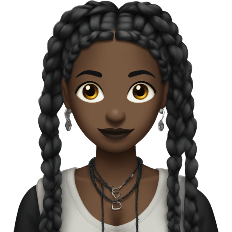 pretty black goth girl with boho knotless braids emoji