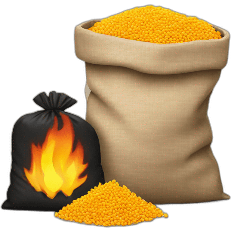 fire and bag of pellets emoji