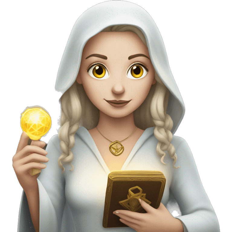 White Girl Wizard holding tarot emoji