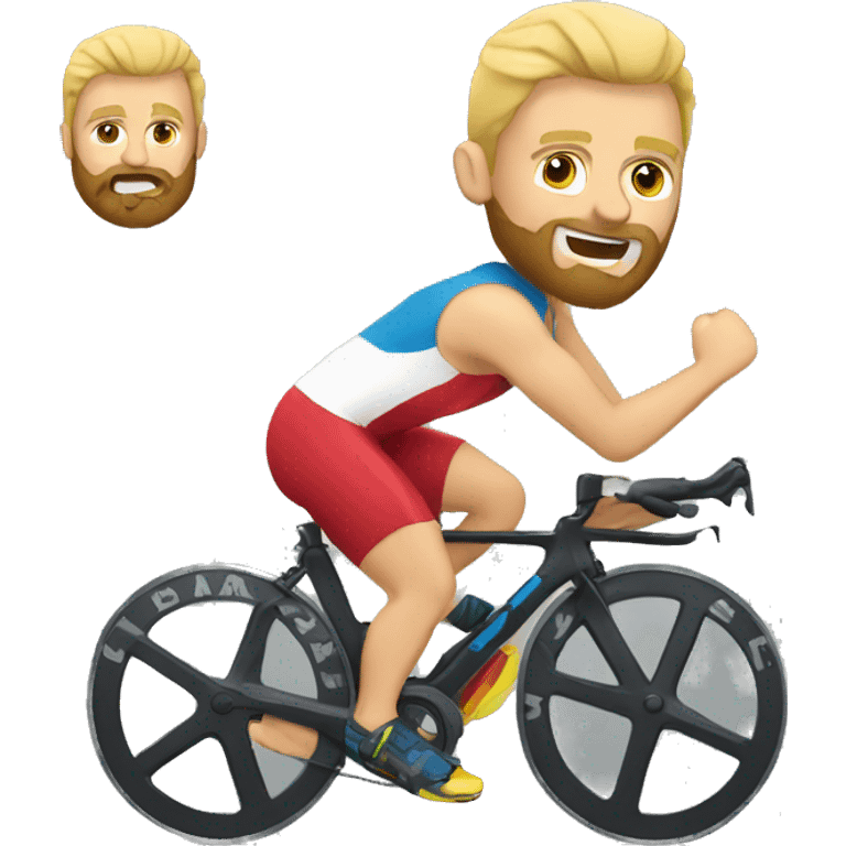 Bold white guy with beard doing triathlon  emoji