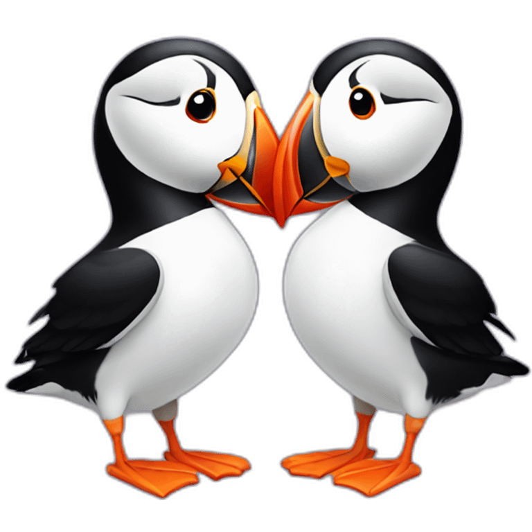 Puffins in love emoji