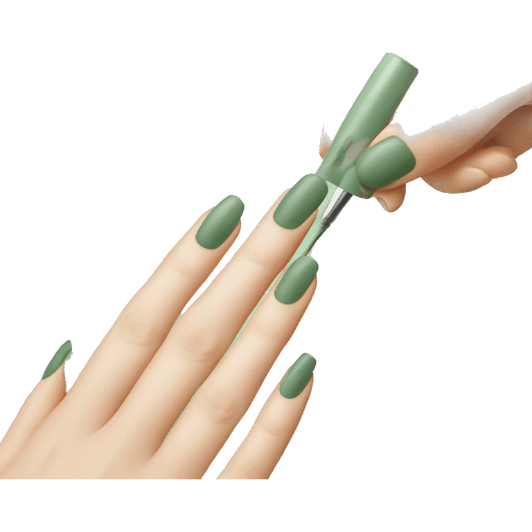 Nails being painted Sage green emoji