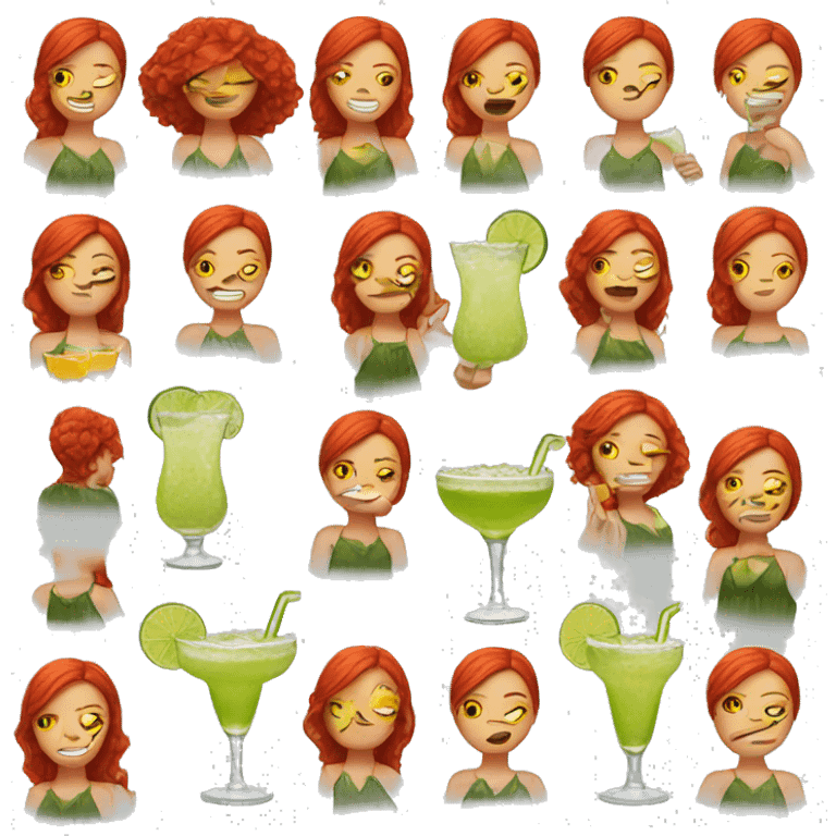 Red head woman drinking a margarita emoji